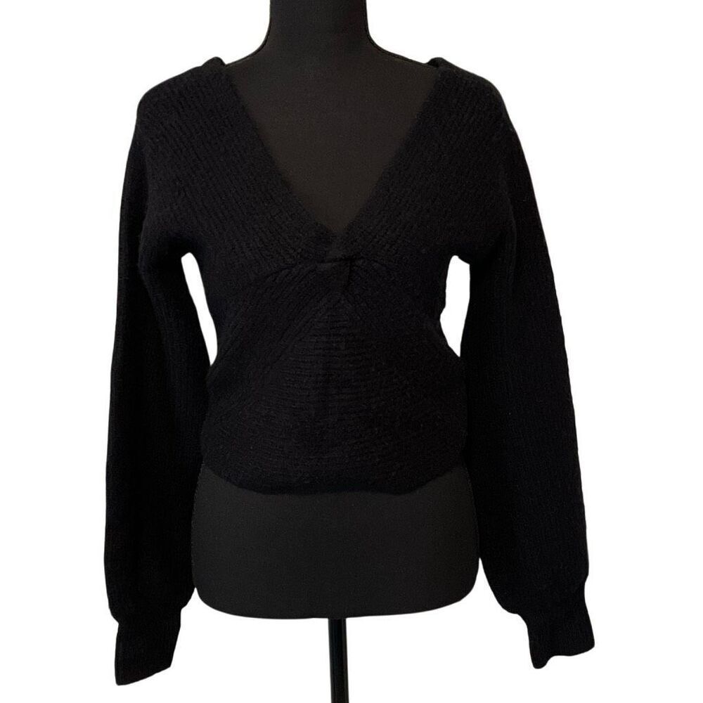 Derek Lam 10 Crosby Women’s Marnie Twist Front Brushed Ribbed  L/S Wool Blend Sw